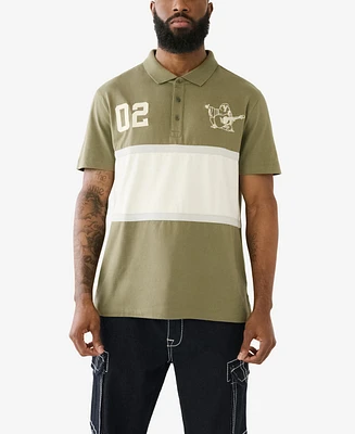 True Religion Men's Short Sleeve Paneled Polo Shirt