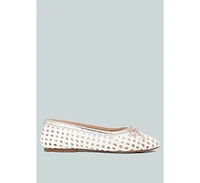 Brionna Women's White Cotton Mesh Flat Ballerinas