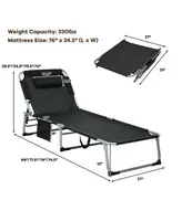4-Fold Oversize Padded Folding Lounge Chair with Removable Soft Mattress