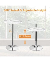 Sugift 360° Swivel Cocktail Pub Table with Sliver Leg and Base-White