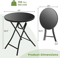 23 Inch Round Bistro Table with Tempered Glass Tabletop