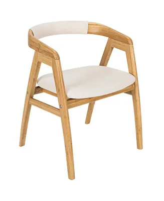 Leisure Bamboo Dining Chair with Curved Back and Anti-slip Foot Pads-Natural