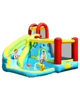 Inolait 6-in-1 Inflatable Bounce House with Climbing Wall and Basketball Hoop without Blower