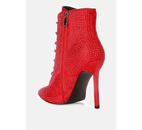 Head On Faux Suede Diamante Ankle Boots