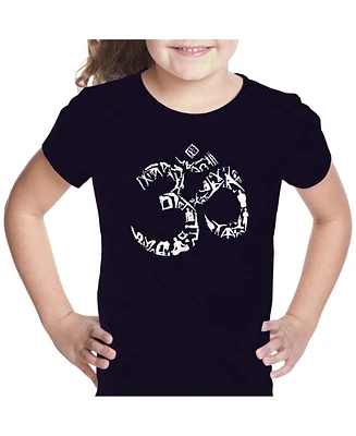Girl's Word Art T-shirt - The Om Symbol Out Of Yoga Poses