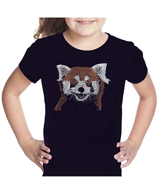 Girl's Word Art T-shirt - Red panda