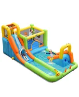 Inolait 8 in 1 Inflatable Water Slide Park Bounce House Without Blower