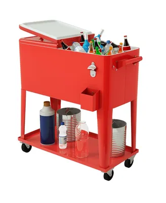 80 Quart Outdoor Patio Rolling Steel Construction Cooler