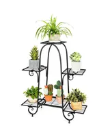 6-Tier Plant Stand with Adjustable Foot Pads-Black