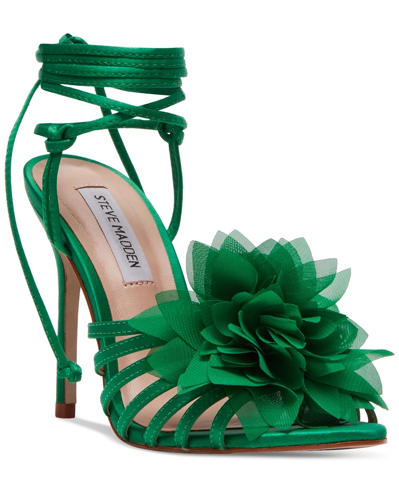Steve Madden Women's Jolisa Floral Ankle-Wrap Stiletto Dress Sandals