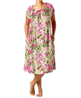 Hue Women's Printed Shirred Lounge Midi Sleepshirt