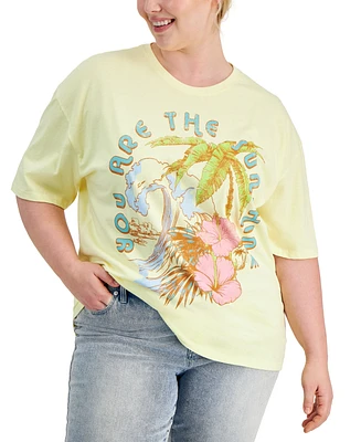 Rebellious One Trendy Plus Sunshine Graphic Print Boyfriend T-Shirt