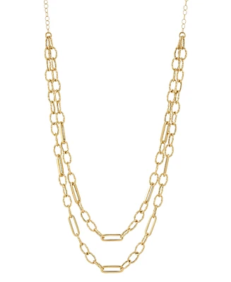 Polished & Twist Style Paperclip Link Layered Necklace in 14k Gold, 18"
