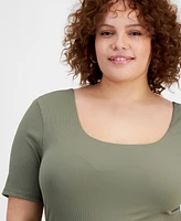 And Now This Trendy Plus Size Second Skin Scoop-Neck Top