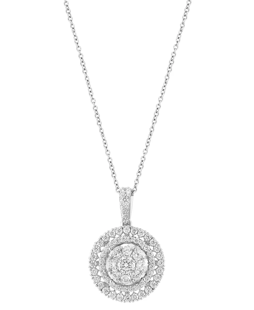 Effy Diamond Circle Cluster 18" Pendant Necklace (1-1/4 ct. t.w.) in 14k White Gold