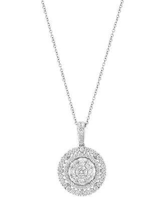 Effy Diamond Circle Cluster 18" Pendant Necklace (1-1/4 ct. t.w.) in 14k White Gold