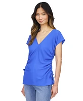 Michael Kors Women's Solid Ruched V-Neck Top