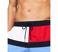 Tommy Hilfiger Men's Long Drawstring Flag 7" Swim Trunks