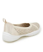 Jbu Women's Emma Perforated Pattern Slip-On Flat Shoe