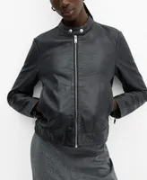 Mango Women's 100% Leather Jacket