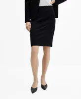 Mango Women's Rome-Knit Opening Detail Pencil Skirt