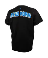 Men's Fisll Black New York Knicks 3D Puff Print Sliced Logo T-shirt