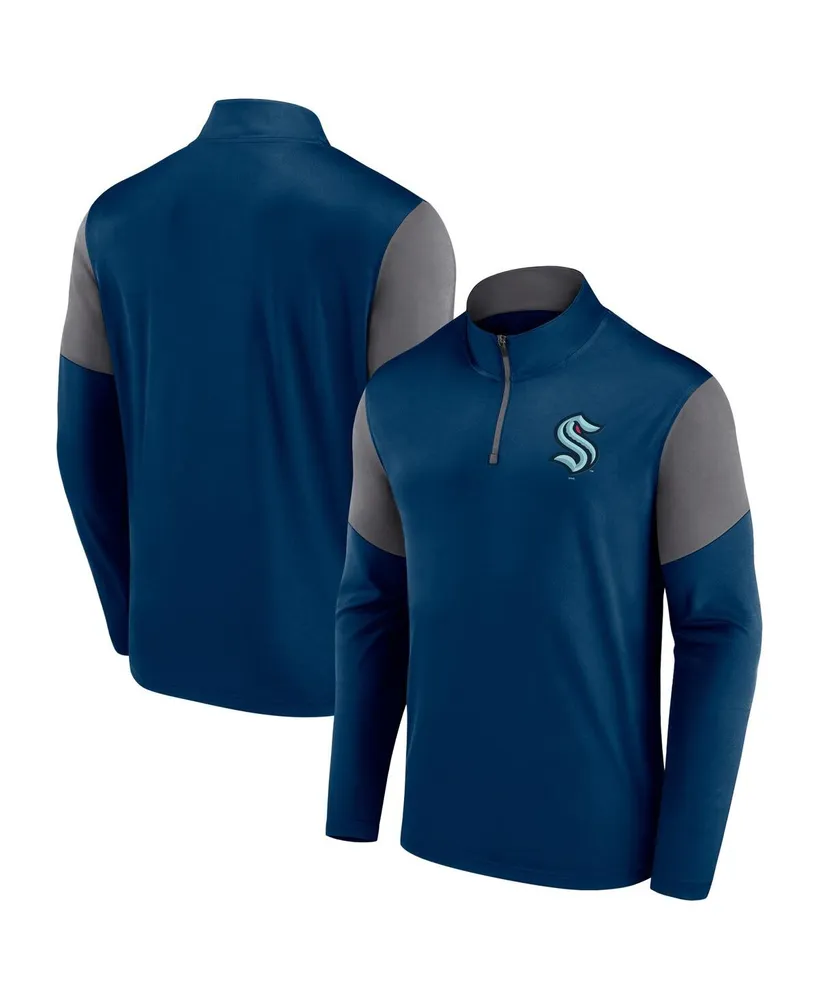 Men's Fanatics Deep Sea Blue Seattle Kraken Logo Quarter-Zip Top