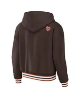 Women's Wear by Erin Andrews Brown Cleveland Browns Lace-Up Pullover Hoodie