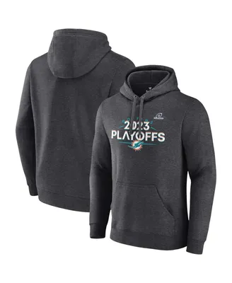 Men's Fanatics Heather Charcoal Miami Dolphins 2023 Nfl Playoffs Fleece Pullover Hoodie