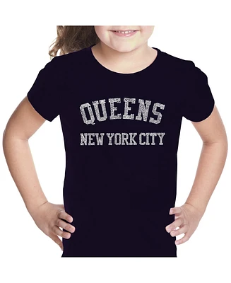 Girl's Word Art T-shirt - Popular Neighborhoods Queens, Ny