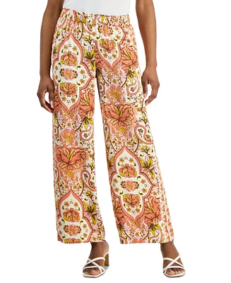 Jm Collection Petite Medallion Melody Satin Pants, Created for Macy's