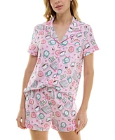 Derek Heart Women's 2-Pc. Printed Short Pajamas Set