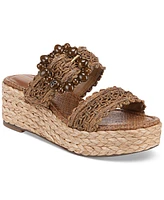 Sam Edelman Cadance Double Strap Raffia Wedge Platform Sandals