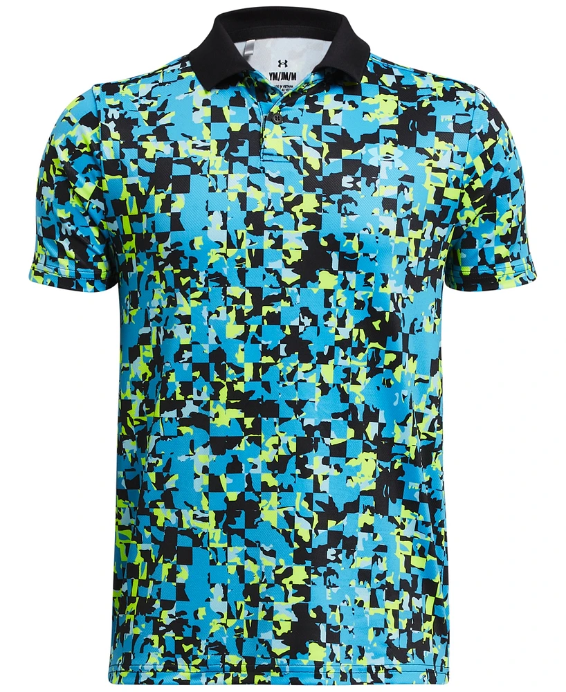 Under Armour Big Boys Performance Printed Polo Shirt - Capri / High