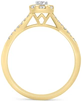 Promised Love Diamond Halo Swirl Promise Ring (1/4 ct. t.w.) 14k Gold-Plated Sterling Silver