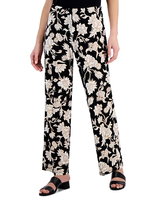 Jm Collection Petite Elena Floral Wide-Leg Pants, Created for Macy's