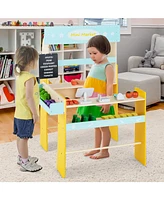 Kid's Pretend Play Grocery Store with Cash Register and Blackboard