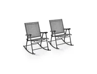 Set of 2 Folding Rocking Chair with Breathable Seat Fabric