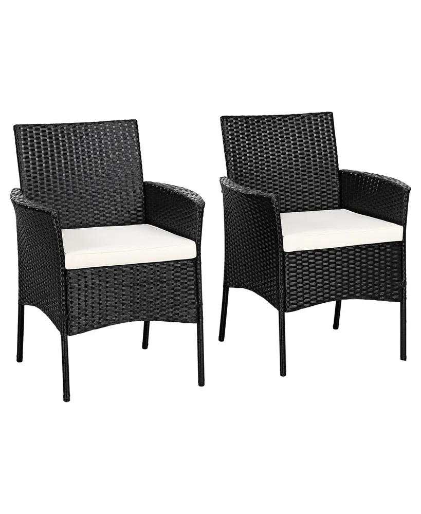 2 Pieces Patio Wicker Chairs with Cozy Seat Cushions