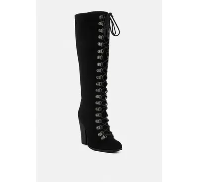 Street-slay Womens Antique Eyelets lace up Knee Boots