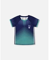 Boy Short Sleeve Athletic Top Blue - Toddler|Child