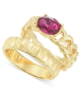 On 34th Gold-Tone 2-Pc. Set Stone Link Ring, Created for Macy's