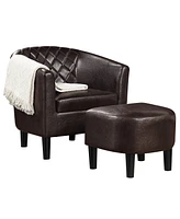 Convenience Concepts 27.75" Faux Leather Roosevelt Accent Chair with Ottoman