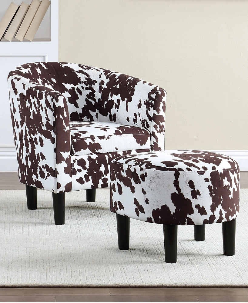 Convenience Concepts 26.25" Faux Cowhide Churchill Accent Chair with Ottoman