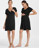 Seraphine Women's Button-Down Maternity Nighties, Pack of 2