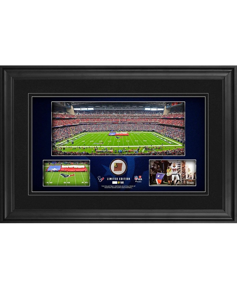 Houston Texans Framed 10" x 18" Stadium Panoramic Collage with Game-Used Football - Limited Edition of 500