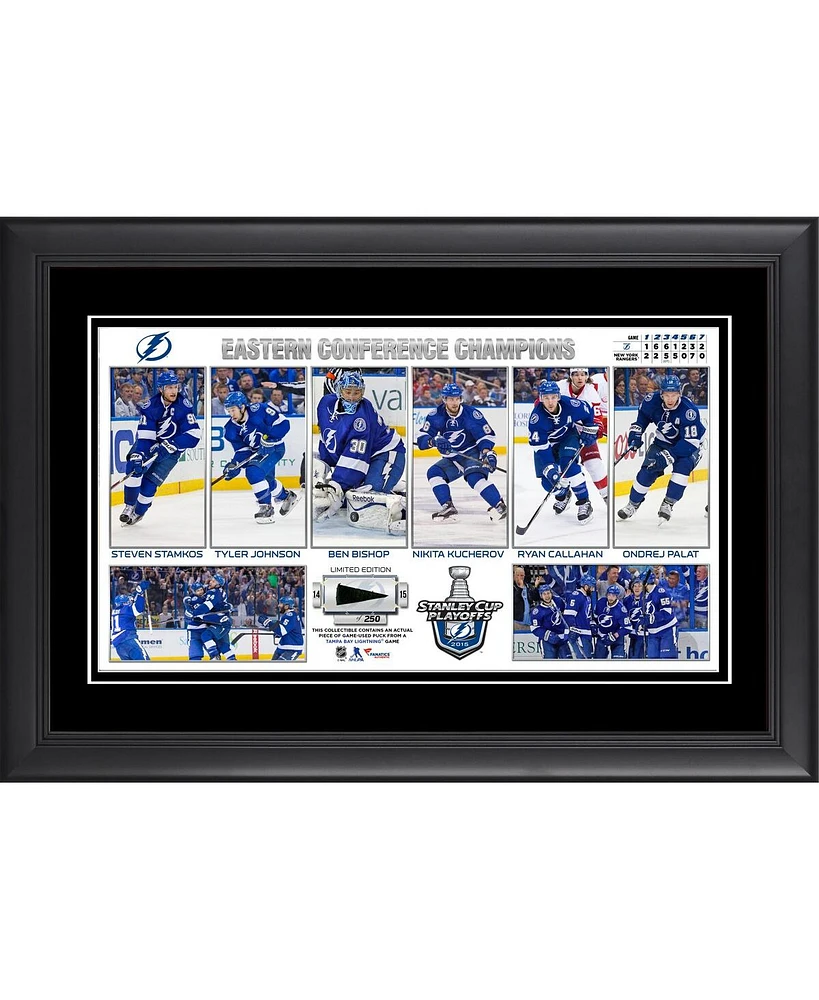 Tampa Bay Lightning 2015 Eastern Conference Champions Framed Panoramic with Piece of Game-Used Puck - Limited Edition of 250