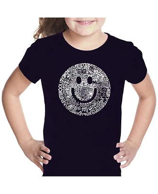 Girl's Word Art T-shirt - Smile Different Languages