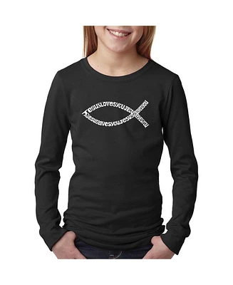 Girl's Word Art Long Sleeve - Jesus Loves You