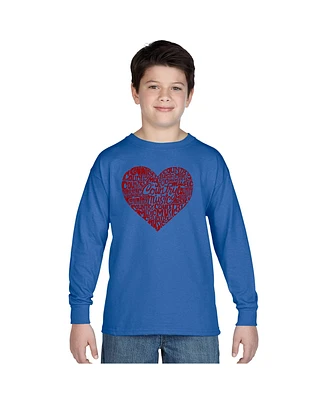 Boy's Word Art Long Sleeve - Country Music Heart